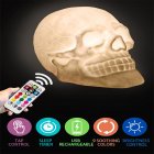 Led Skull Light With Remote Control USB Rechargeable Touch Control Skeleton Lamp For Halloween Party Horror Decoration White