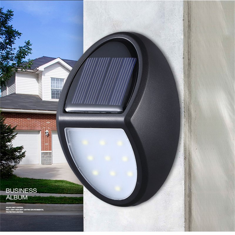 Led Solar Lights Large-capacity Battery Outdoor Waterproof Wall-mounted Fence Lamp For Garden Yard Fence  [White Light]