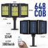 Led Solar Street Light 3 Head Motion Sensor 270 Wide Angle Ip65 Waterproof Remote Control Wall Lamp W786 1   COB   