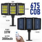 Led Solar Street Light 3 Head Motion Sensor 270 Wide Angle Ip65 Waterproof Remote Control Wall Lamp W786-3（COB）