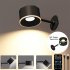 Led Wall Lamp 3 color 360 Degree Rotating Dimmable Usb Rechargeable Touch Control Table Lamp Night Light Round black  touch type  3000k 6500k   adjustable