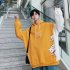 Leisure Sweater with Cartoon Pattern Printed Loose Pullover Shirt for Man yellow L