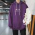 Leisure Sweater with Cartoon Pattern Printed Loose Pullover Shirt for Man purple M