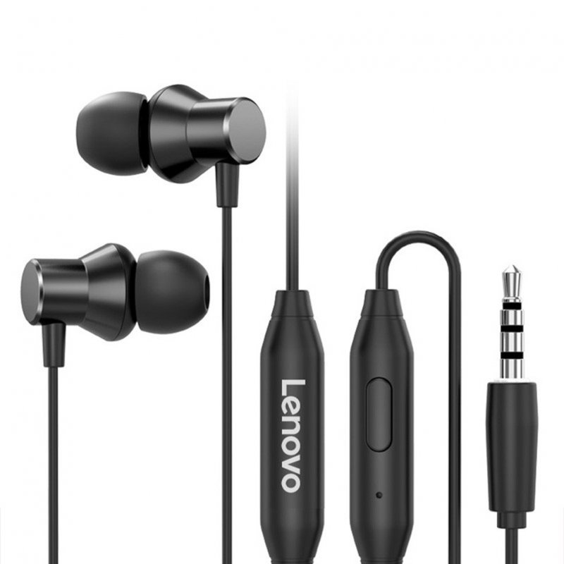 Original LENOVO HF130 Wired Earphones In-Ear HD Bass With Mic 3.5mm Jack black