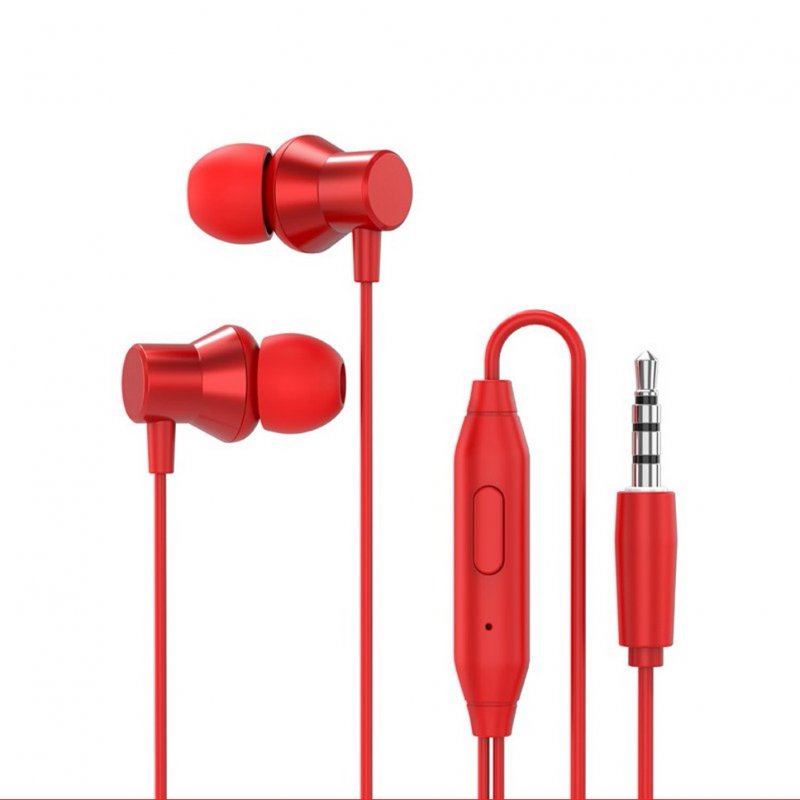 Original LENOVO HF130 Wired Earphones In-Ear HD Bass With Mic 3.5mm Jack red