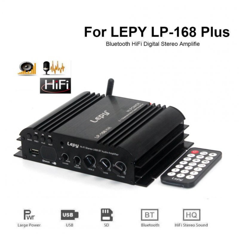 Wholesale Lepy Lp 168 Plus Bluetooth Ir 2 1ch 45w 2 68w Bass Hifi Digital Stereo Amplifier Black 17 6x15 5x4 3 0 91kg American Standard From China