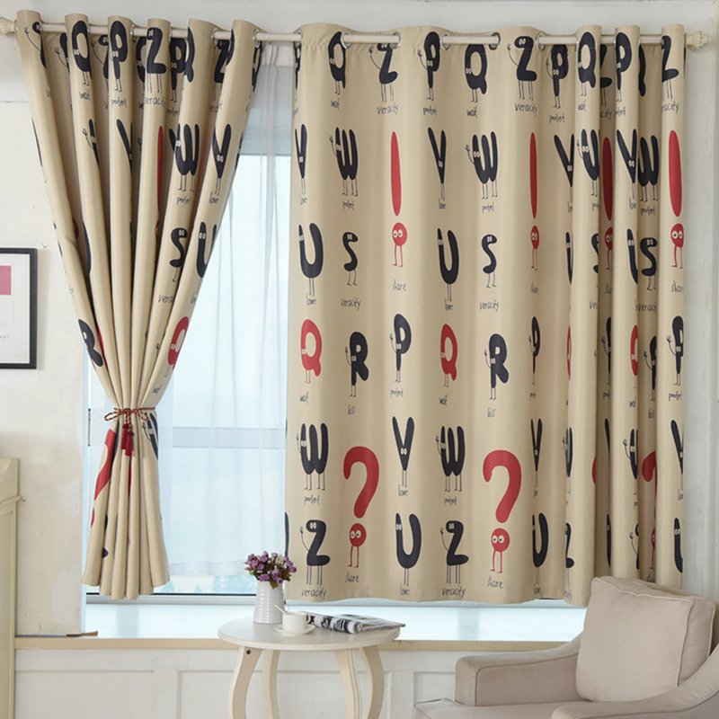 Letter Printing Window Curtain Shading Drapes for Living Room Bedroom Decor 1 meter wide x 2 meters high