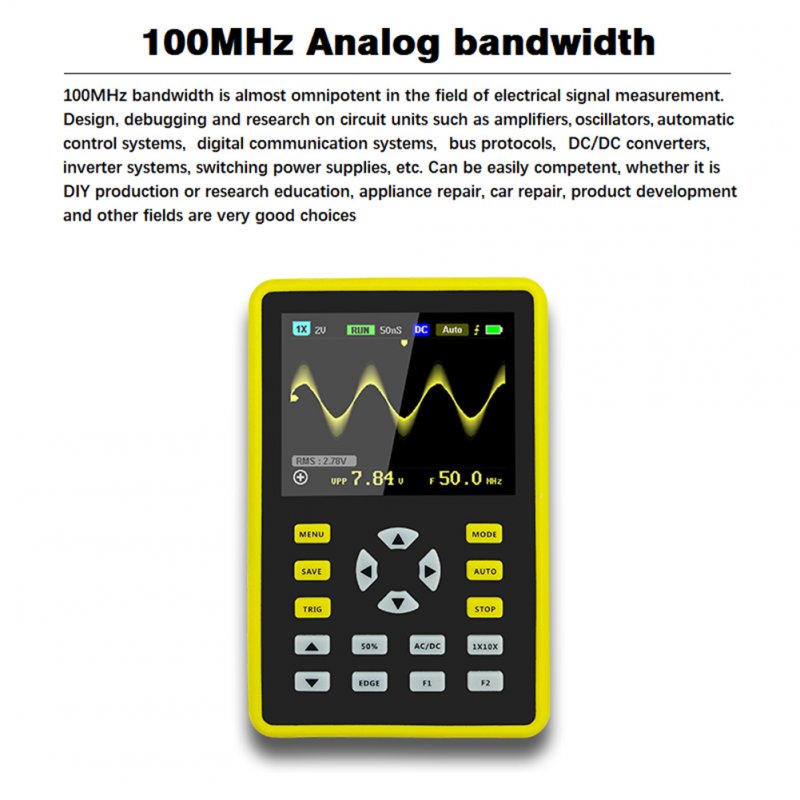 5012h 2.4-inch Handheld Ips Screen Digital Oscilloscope 5000 Mah Lithium Battery 100mhz Analog Bandwidth For Waveform Storage
