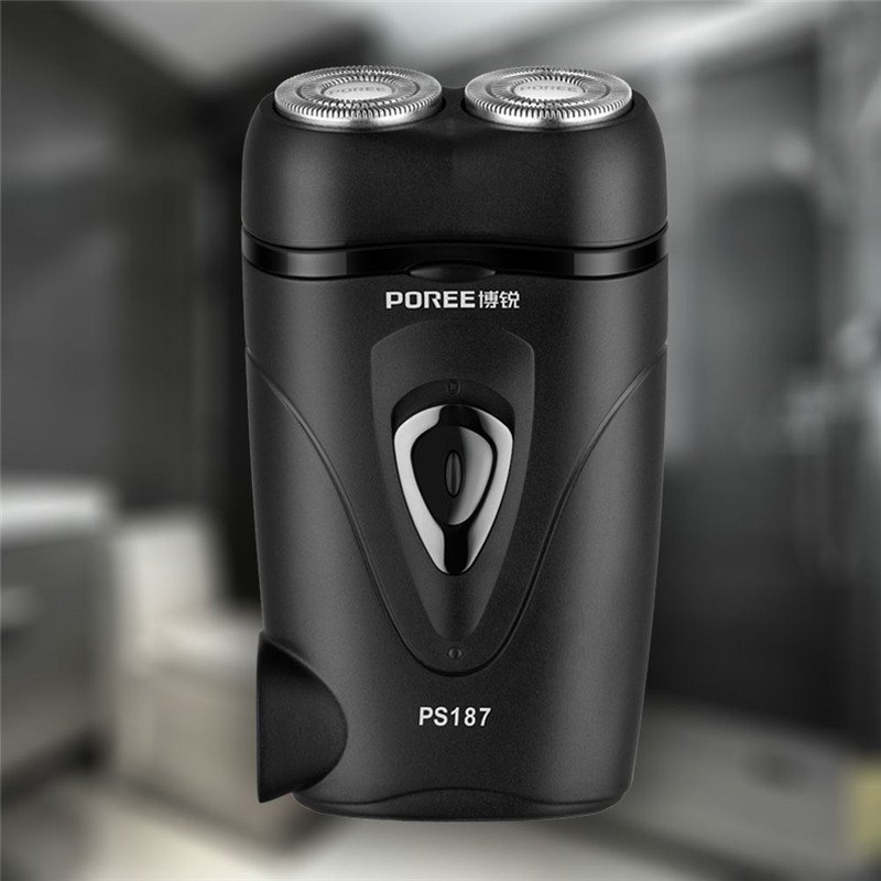 PS187 Portable Dual-Blade Electric Shaver Rechargeable Beard Shaving Machine Trimmer For Men Floating Head  black_AU plug