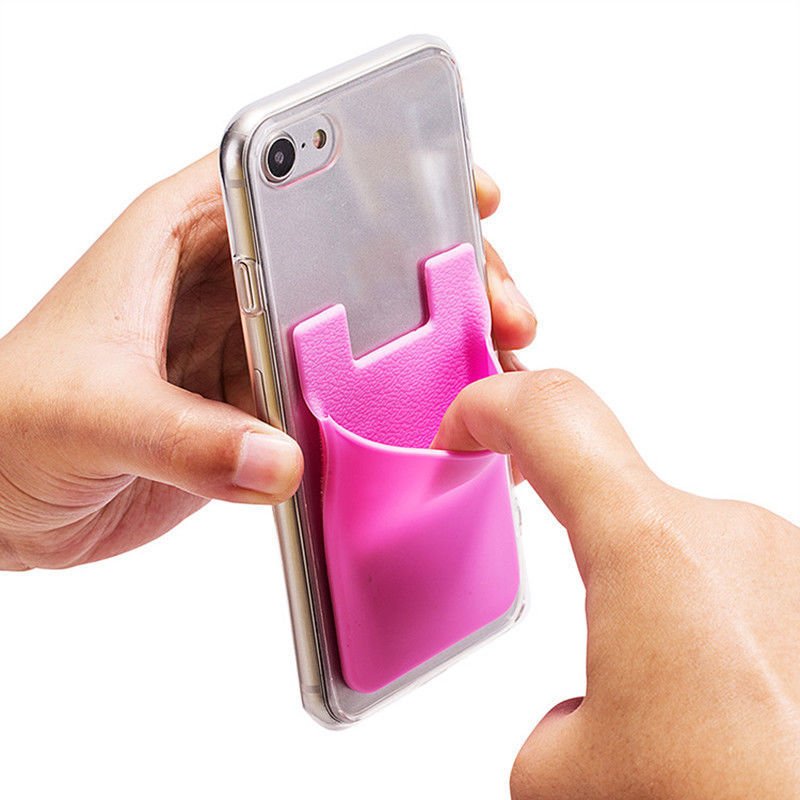 Fashion Simple Adhesive Silicone Card Pocket Money Pouch Case for Cell Phone 
