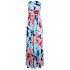 Liebeye Women Wrap Chest Casual Floral Dress Empire Waist Strapless Sleeveless Maxi Dress Long Skirt for Party Summer Beach Blue S