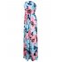 Liebeye Women Wrap Chest Casual Floral Dress Empire Waist Strapless Sleeveless Maxi Dress Long Skirt for Party Summer Beach Blue L