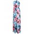 Liebeye Women Wrap Chest Casual Floral Dress Empire Waist Strapless Sleeveless Maxi Dress Long Skirt for Party Summer Beach Blue XL