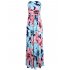 Liebeye Women Wrap Chest Casual Floral Dress Empire Waist Strapless Sleeveless Maxi Dress Long Skirt for Party Summer Beach Blue XL