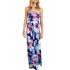 Liebeye Women Wrap Chest Casual Floral Dress Empire Waist Strapless Sleeveless Maxi Dress Long Skirt for Party Summer Beach Sapphire S