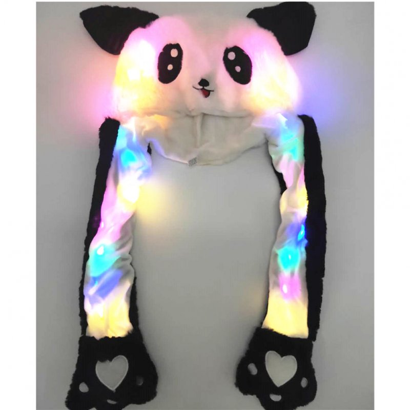 Lighting Lovely Cartoon Jumping Animal Ears Soft Plush Hat Air Bladder Cap Panda 1