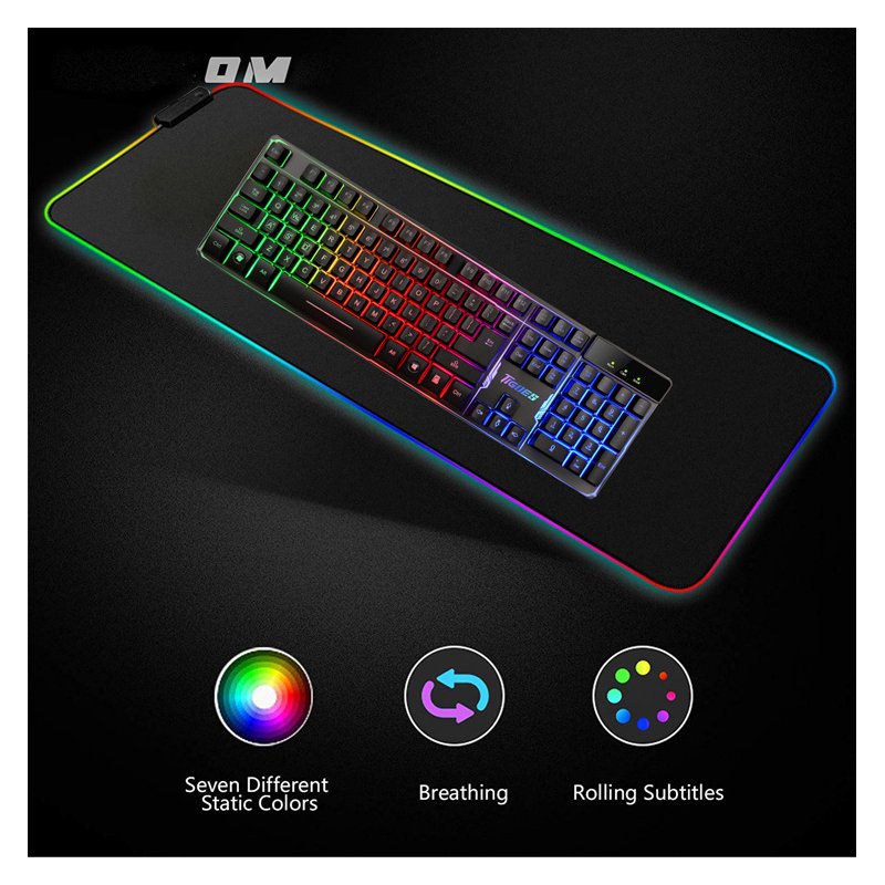Lighting Mouse Pad Anti-slip RCB Colorful Gaming Mouse Mat 800*300*4MM/ 350*250*3MM black_800 * 300 * 4MM