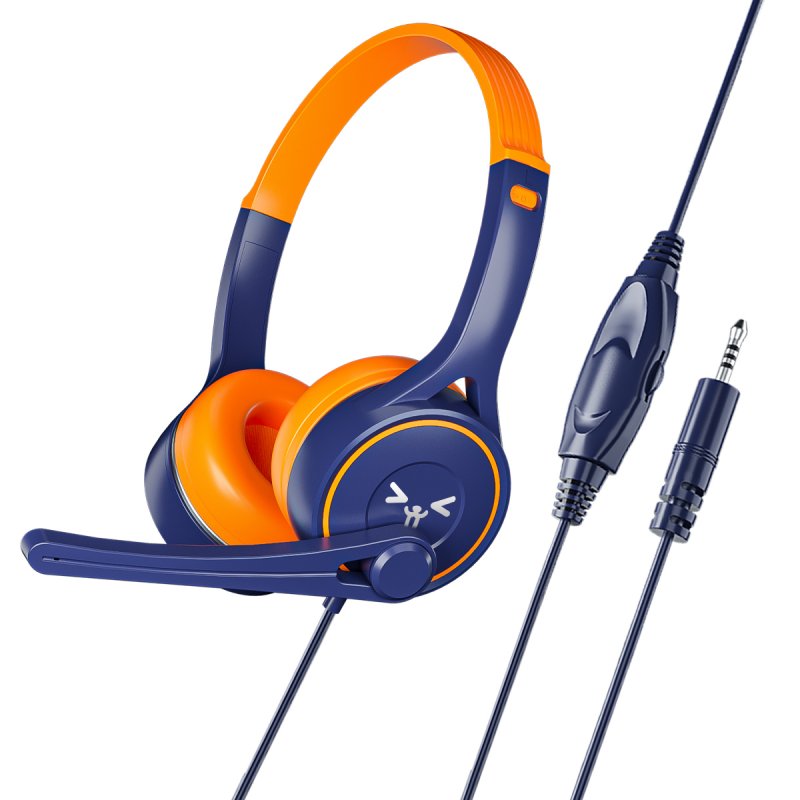 Lightweight Sy-g30 Universal Stereo Headset High-performance Noise Cancelling Ergonomic Design 3.5MM Wired Head-mounted Headphones Blue orange