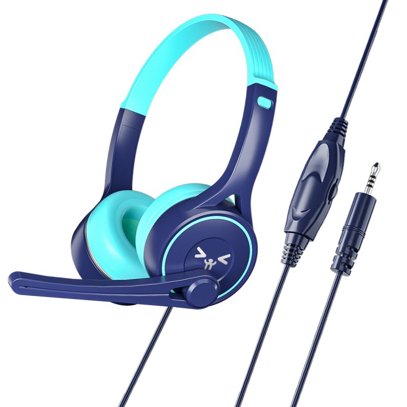 Lightweight Sy-g30 Universal Stereo Headset High-performance Noise Cancelling Ergonomic Design 3.5MM Wired Head-mounted Headphones Blue cyan
