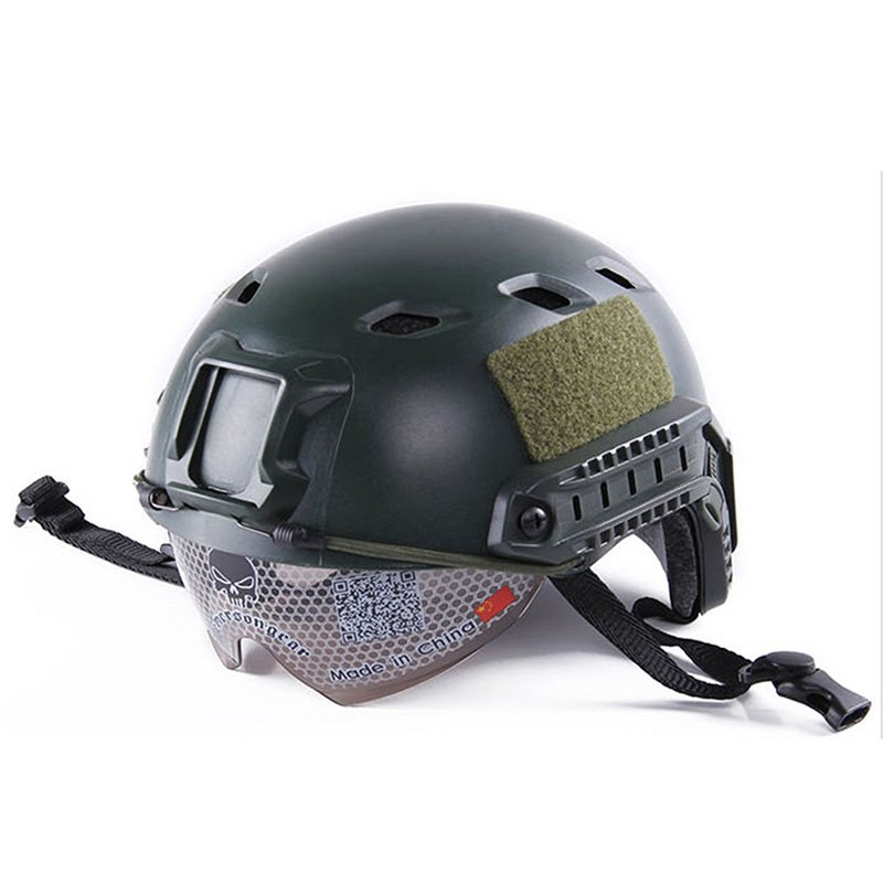 Lightweight Windproof Anti-collision Helmet with Goggles Military Shooting Helmet Paintball Face Mask  green