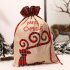Linen Christmas Candy Gift  Bag Tote Bag Plaid Side Drawstring Pocket Gift For Children Elk