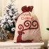 Linen Christmas Candy Gift  Bag Tote Bag Plaid Side Drawstring Pocket Gift For Children Elk