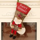 Linen Cloth Christmas Stockings With Santa Claus Snowman Reindeer Pattern For Christmas Decorations W516 Santa Claus Long Feet Christmas Stocking