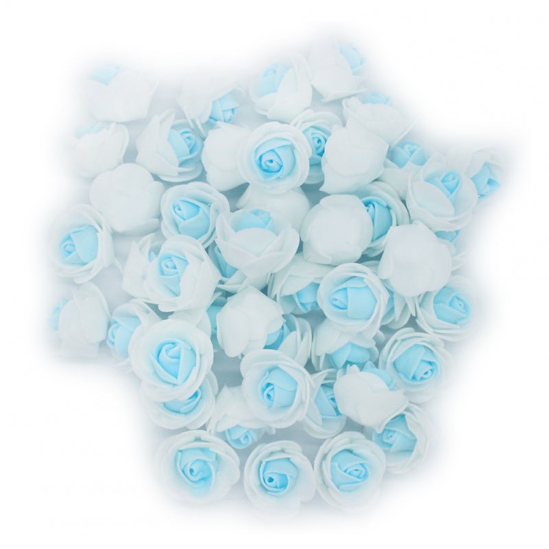 Lingstar 100PCs 3CM White + Blue Artificial Rose Head Flower Beautiful Wedding Home Party Decoration Bridal Hair Decorative