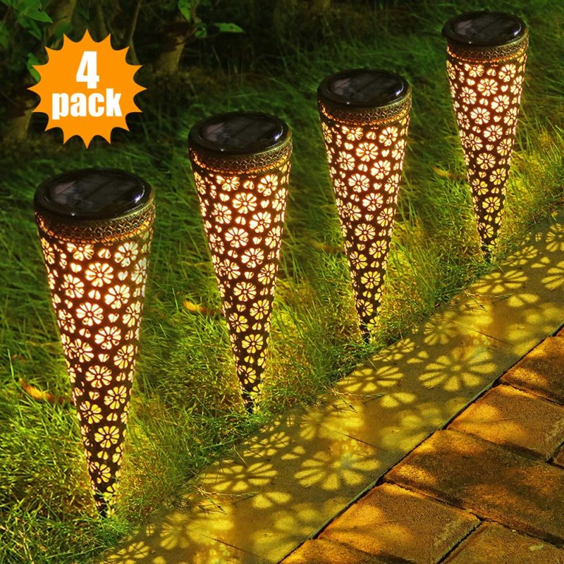 Litake 4PACK Outdoor Solar LED Lights Rechargeable Lawn Garden Road Lamps Decorative Garden Spot Path Lights Set