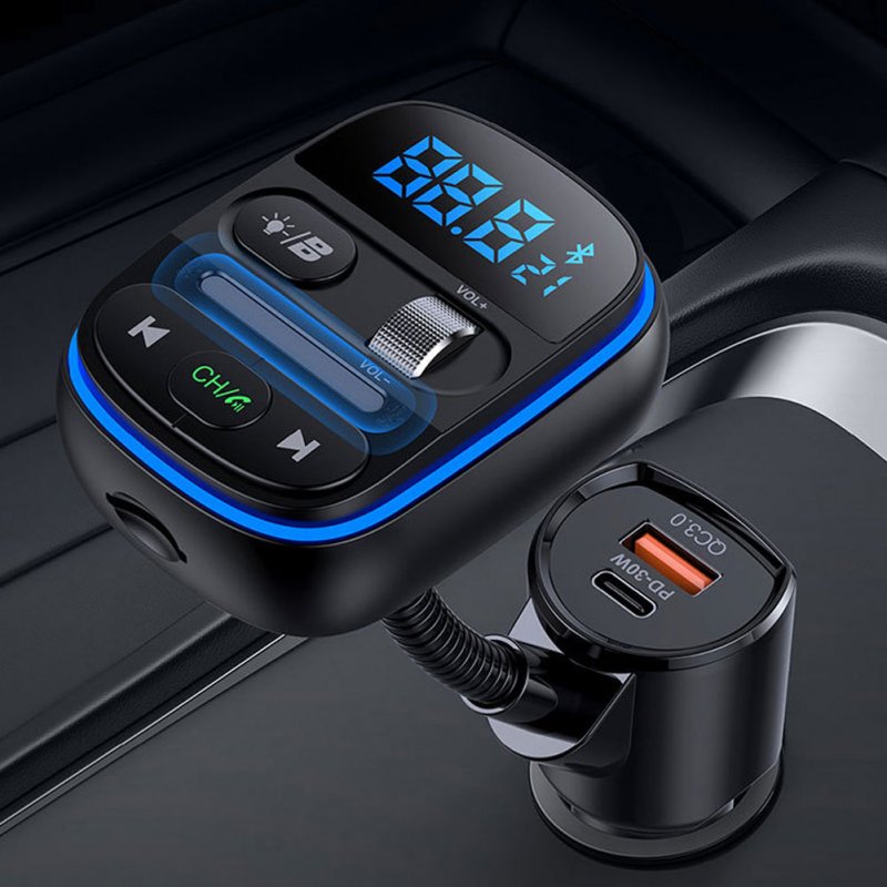 T77 Wireless Fm Transmitter Radio Adapter Car Kit Qc3.0/Pd30w Fast Charging Hands-Free Calling Support U Disk 