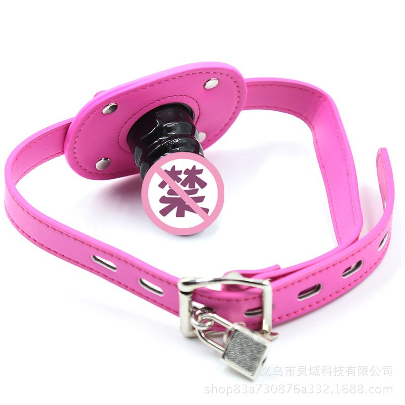 Wholesale Lockable Dildo Penis Mouth Gag Short/long Comfortable Adjustable  Head Strap Adult Products Sex Toy Dark pink short From China