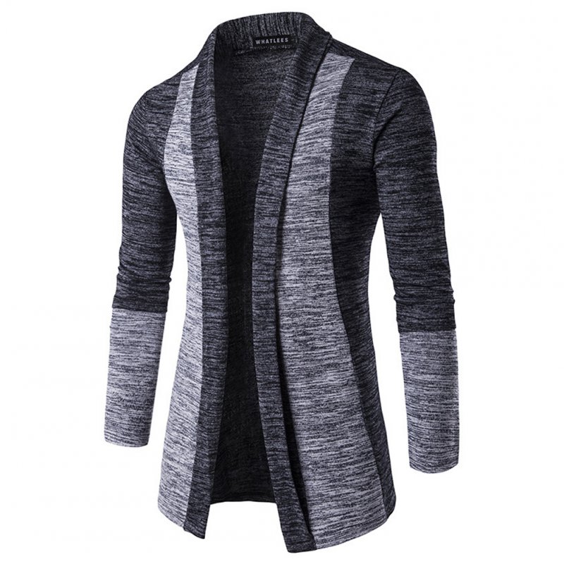 Long Sleeve Knitted Sweater Shawl Ruffle Collar Long Length Cape Coat Cardigan for Man Dark gray_XL