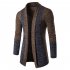Long Sleeve Knitted Sweater Shawl Ruffle Collar Long Length Cape Coat Cardigan for Man Brown XXL