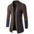 Long Sleeve Knitted Sweater Shawl Ruffle Collar Long Length Cape Coat Cardigan for Man Brown XXL