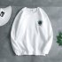 Long Sleeve and Round Collar Sweater Casual Cotton  Hip hop Pullover Top for Man 604 white L
