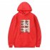 Long Sleeves Hoodie Loose Sweater Pullover with Unique Pattern Decor for Man and Woman Red B M