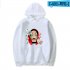 Long Sleeves Hoodie Loose Sweater Pullover with Unique Pattern Decor for Man and Woman White D M