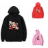 Long Sleeves Hoodie Loose Sweater Pullover with Unique Pattern Decor for Man and Woman Pink D M