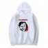 Long Sleeves Hoodie Loose Sweater Pullover with Unique Pattern Decor for Man and Woman White E M
