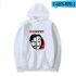 Long Sleeves Hoodie Loose Sweater Pullover with Unique Pattern Decor for Man and Woman White E 2XL