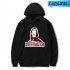 Long Sleeves Hoodie Loose Sweater Pullover with Unique Pattern Decor for Man and Woman Black A 2XL