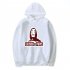 Long Sleeves Hoodie Loose Sweater Pullover with Unique Pattern Decor for Man and Woman White A L