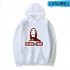Long Sleeves Hoodie Loose Sweater Pullover with Unique Pattern Decor for Man and Woman White A 2XL