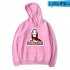 Long Sleeves Hoodie Loose Sweater Pullover with Unique Pattern Decor for Man and Woman Pink A XL