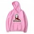 Long Sleeves Hoodie Loose Sweater Pullover with Unique Pattern Decor for Man and Woman Pink A XL