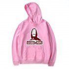 Long Sleeves Hoodie Loose Sweater Pullover with Unique Pattern Decor for Man and Woman Pink A 2XL