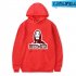 Long Sleeves Hoodie Loose Sweater Pullover with Unique Pattern Decor for Man and Woman Red A XL