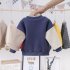 Long Sleeves Velvet Sweater with Cartoon Pattern Decor Winter Cotton Kids Pullovers Beige 100cm
