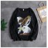 Long Sleeves and Round Neck Top Male Loose Sweater Pullover with Unique Pattern Decor 719 black XL