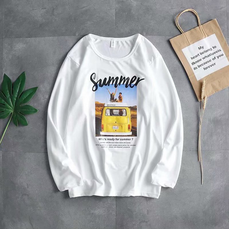 Long Sleeves and Round Neck Top Male Loose Sweater Pullover with Unique Pattern Decor 719 white_XL